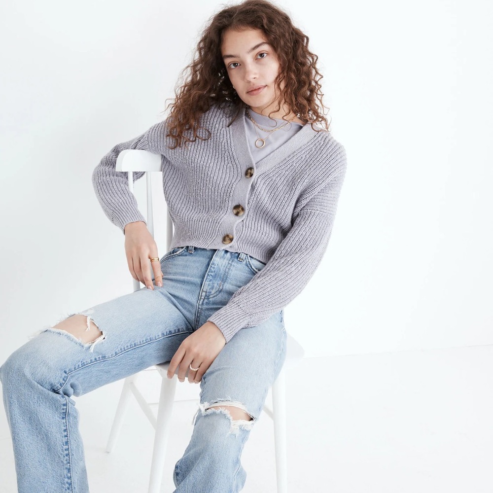 Madewell lavender Ribbed Knit Cardigan Sweater